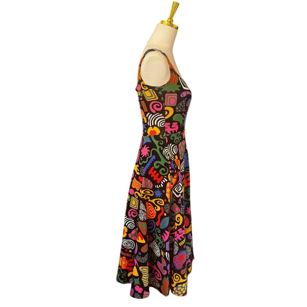 Nooworks Party Mix Vacation Dress Pop Art Print Midi Fit & Flare Pockets Size XS - Picture 3 of 5